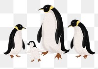 Penguin family png sticker, watercolor animal illustration, transparent background