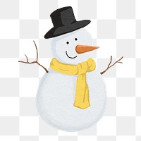 Cute snowman png sticker, transparent background