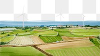 Wind farm png landscape border,  transparent background