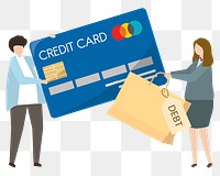 Png financial sticker, credit card debt, transparent background