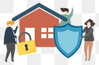 Home insurance png sticker, house protection, transparent background