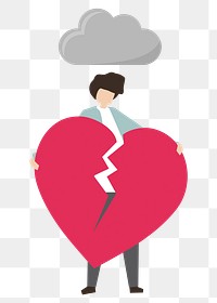 Heartbroken png sticker, single, transparent background