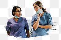 PNG Nurses having a conversation in the ICU, collage element, transparent background