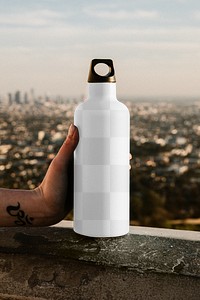 Water bottle png mockup, portable, travel, transparent design