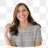 Smiling woman png sticker, transparent background