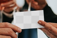 Business card png mockup, transparent design in hand