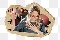 PNG White woman raising her hand, collage element, transparent background