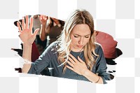 PNG White woman raising her hand, collage element, transparent background