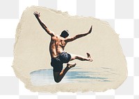 PNG Man jumping, collage element, transparent background