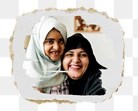 PNG Sweet Muslim mother and daughter, collage element, transparent background
