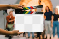 Clapperboard png mockup, studio production, transparent design