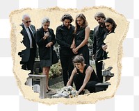 PNG Family laying flowers on the grave, collage element, transparent background