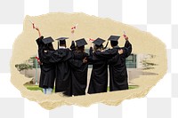 PNG University students in graduation gowns, collage element, transparent background