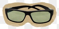 Sunglasses png sticker, ripped paper on transparent background 