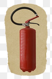 Fire extinguisher png sticker, ripped paper on transparent background 