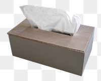 Png wooden tissue box sticker, transparent background