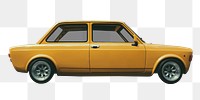 Png vintage yellow car  sticker, transparent background