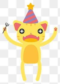 Cute cat png sticker, birthday design, transparent background