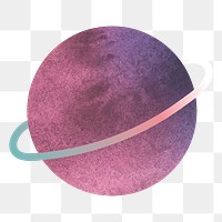 Saturn png sticker, purple design, transparent background