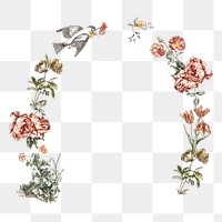 Floral border png sticker, botanical aesthetic design, transparent background