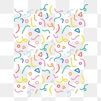 Doodle confetti png sticker, colorful pattern design, transparent background