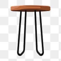 Png wooden stool sticker, aesthetic illustration, transparent background