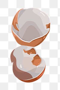 Png broken egg shell sticker, aesthetic illustration, transparent background