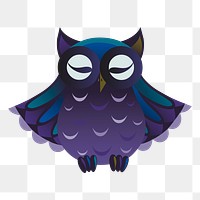 PNG sleeping owl, animal sticker, Glitch game illustration, transparent background. Free public domain CC0 image.