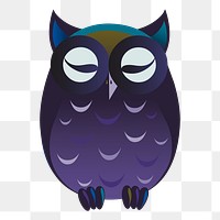 PNG sleeping owl, animal sticker, Glitch game illustration, transparent background. Free public domain CC0 image.