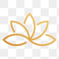 Gold flower png sticker, wellness business logo collage element, transparent background
