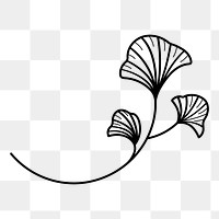 Ginkgo leaf png plant sticker, line art collage element, transparent background