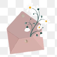 Floral envelope png sticker, aesthetic design, transparent background