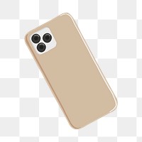 Png cute beige phone sticker, digital device, transparent background