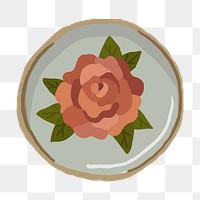 Png aesthetic rose badge sticker, round design, transparent background
