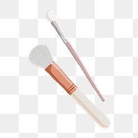 Png cute makeup brushes sticker, transparent background