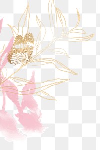 Pink watercolor png leaf sticker, transparent background