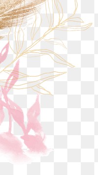 Pink leaf png border, transparent background