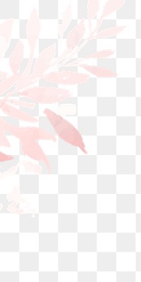 Pink leaves png border sticker, transparent background