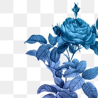 Blue flower png border, transparent background