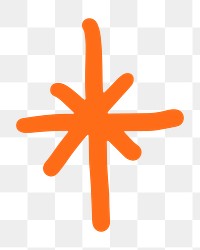 Sparkle doodle png sticker, orange design, transparent background