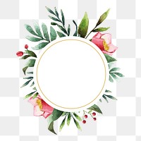 Watercolor floral png frame sticker, transparent background