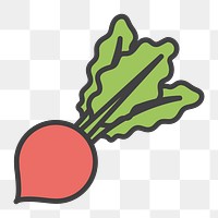 Radish png vegetable icon sticker, food illustration, collage element on transparent background