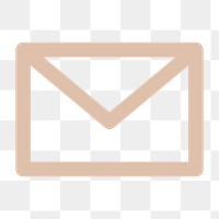 Mail icon png sticker, beige, transparent background
