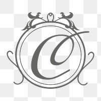 C monogram png sticker, elegant design, transparent background