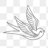 Bird png line art sticker, transparent background