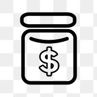 Png saving money icon sticker, black design, transparent background
