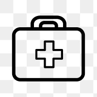 Png first aid icon sticker, black design, transparent background