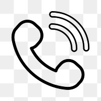 Png phone call icon sticker, black design, transparent background