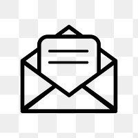 Mail png icon sticker, black design, transparent background