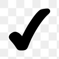 Check mark png icon sticker, black design, transparent background